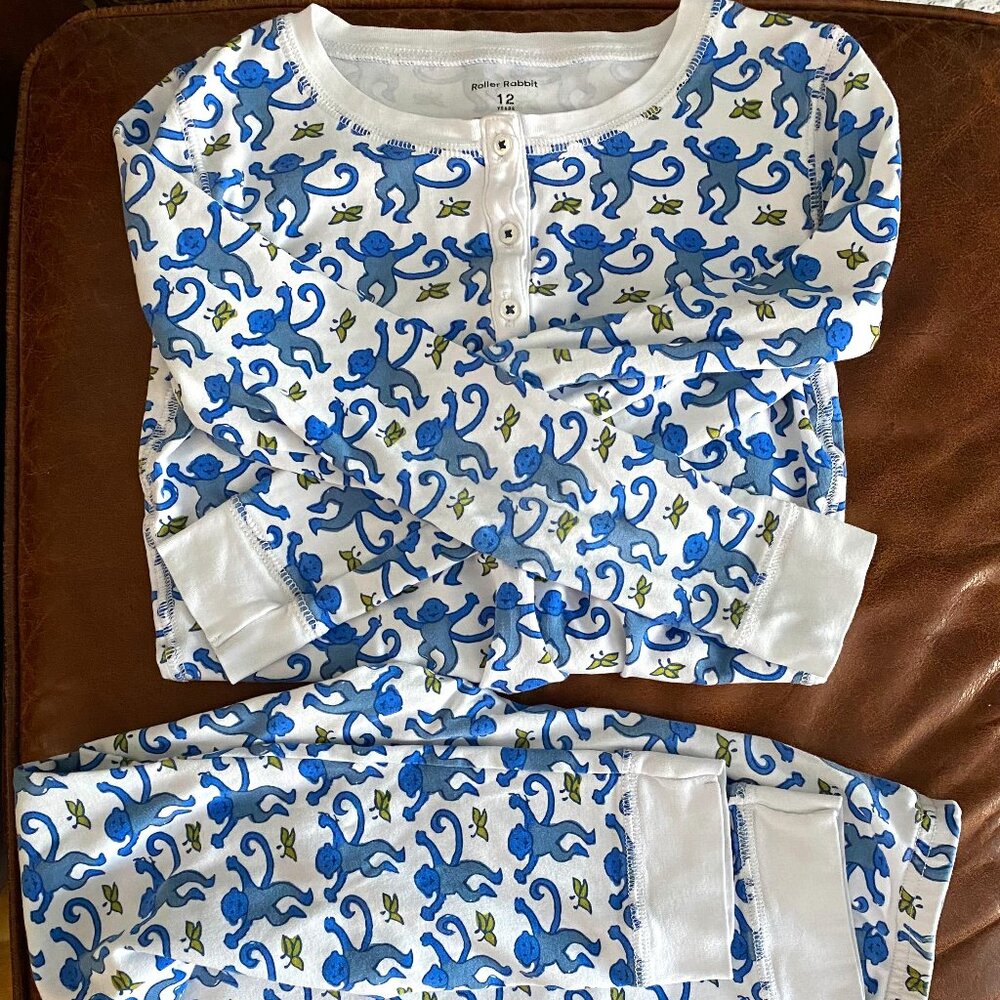 Roller Rabbit Pajamas Monkey Print Kids Size 12